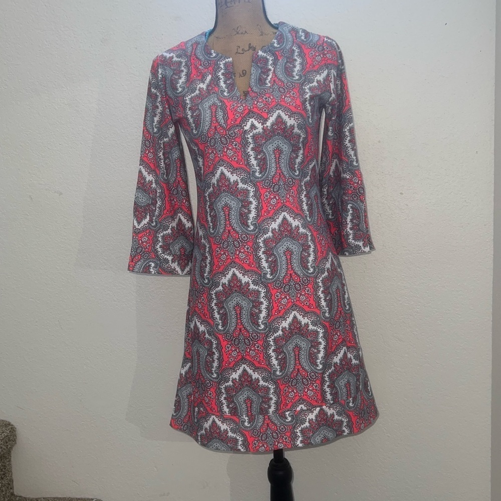 Bo & Nic dress swim tunic Patterned knit 3/4 sleeve knee length